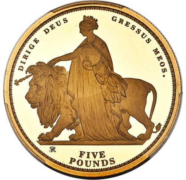 Alderney 5 Pounds - Elizabeth II Una and the Lion reverse