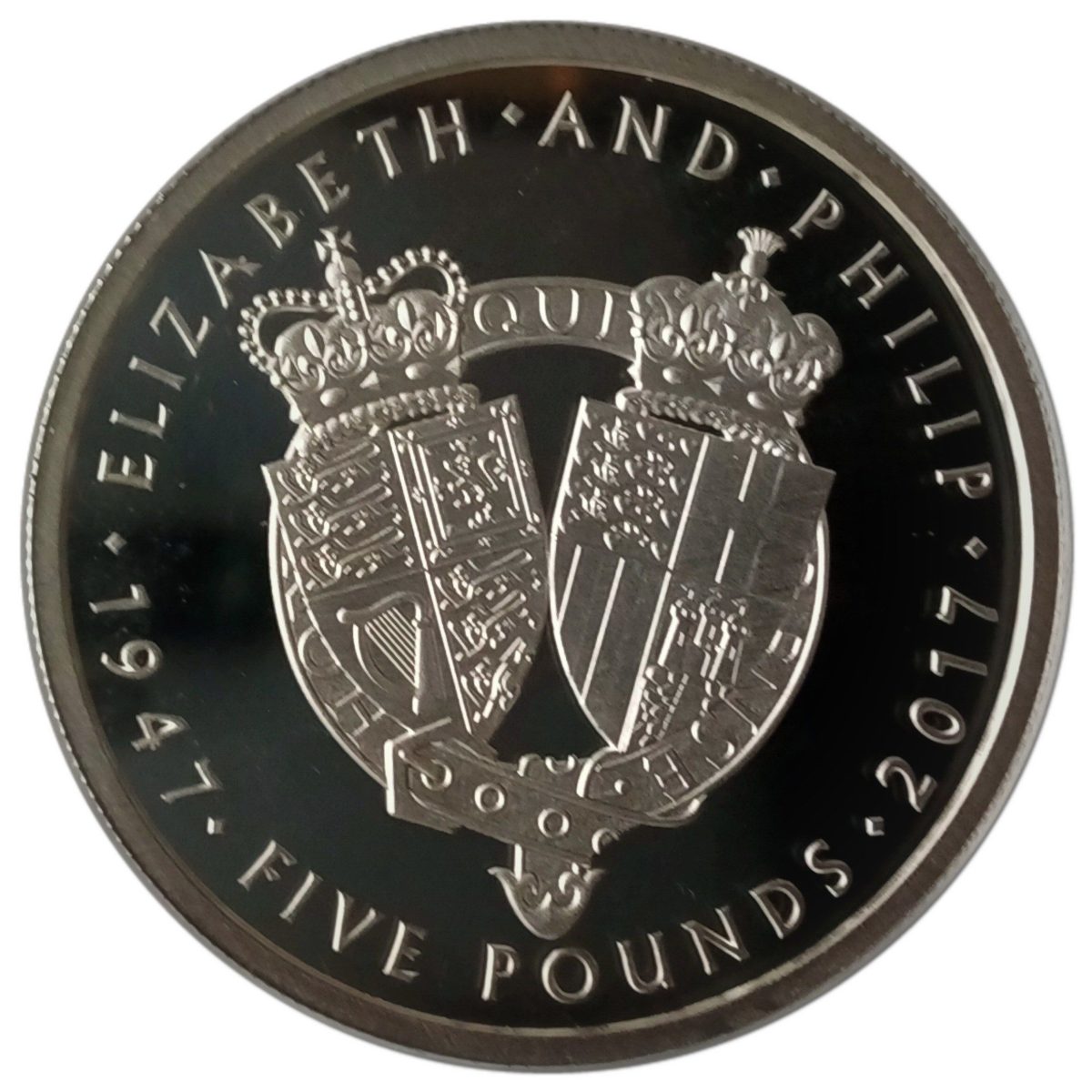 Alderney 5 Pounds - Elizabeth II Platinum Wedding