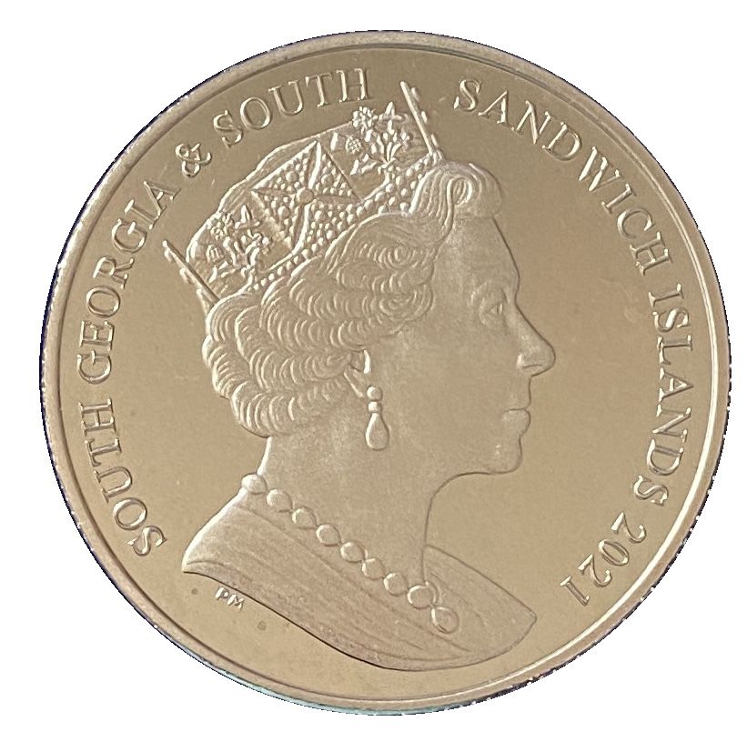 South Georgia and the South Sandwich Islands 2 Pounds - Elizabeth II Fin whale obverse