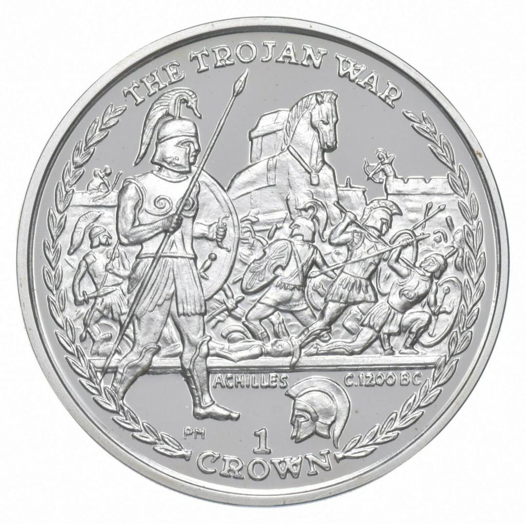 Isle of Man 1 Crown - Elizabeth II Trojan War; Silver Proof reverse