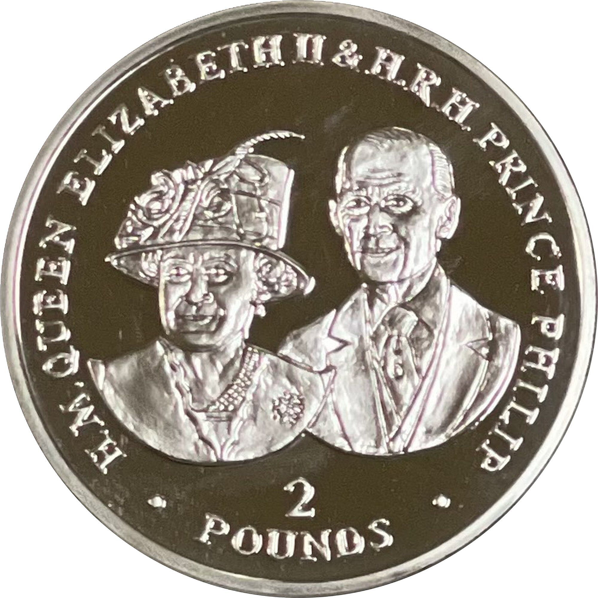British Indian Ocean Territory 2 Pounds - Elizabeth II Elizabeth II and Prince Philip; Silver
