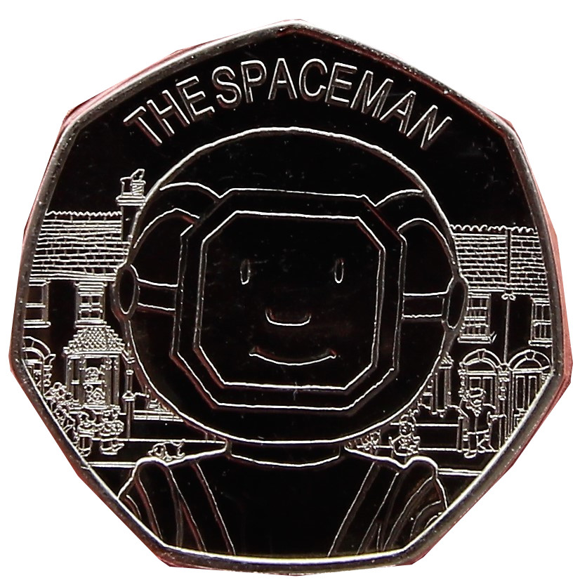 Guernsey 50 Pence- Elizabeth II- 5th Portrait The Spaceman reverse