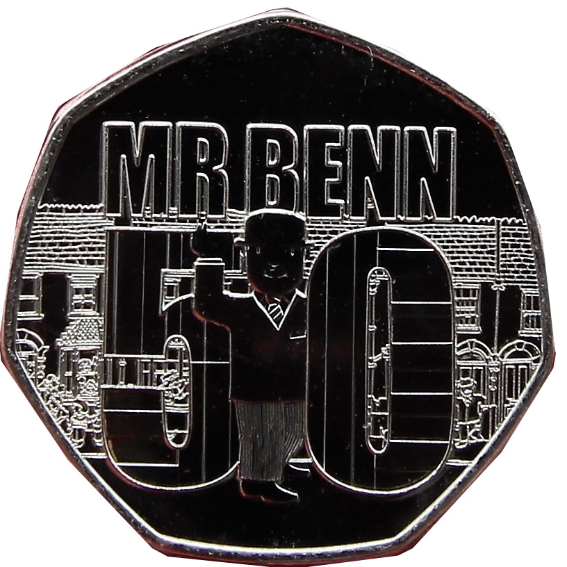 Guernsey 50 Pence - Elizabeth II Mr Benn 50th Anniversary reverse