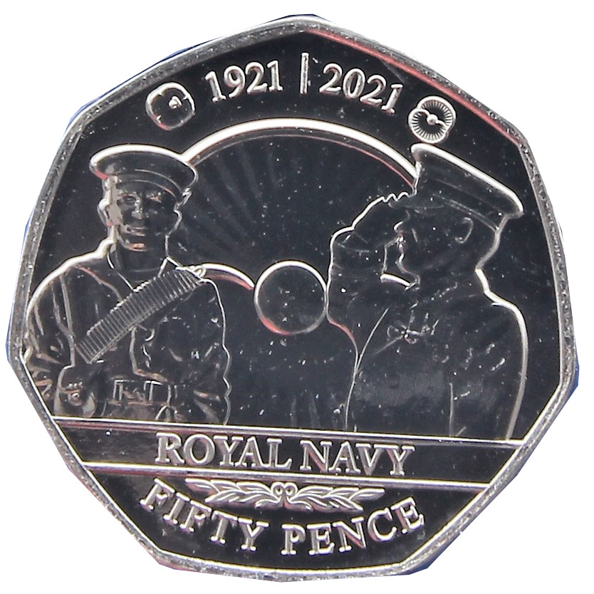 Jersey 50 pence - Elizabeth II RBL - Royal Navy reverse