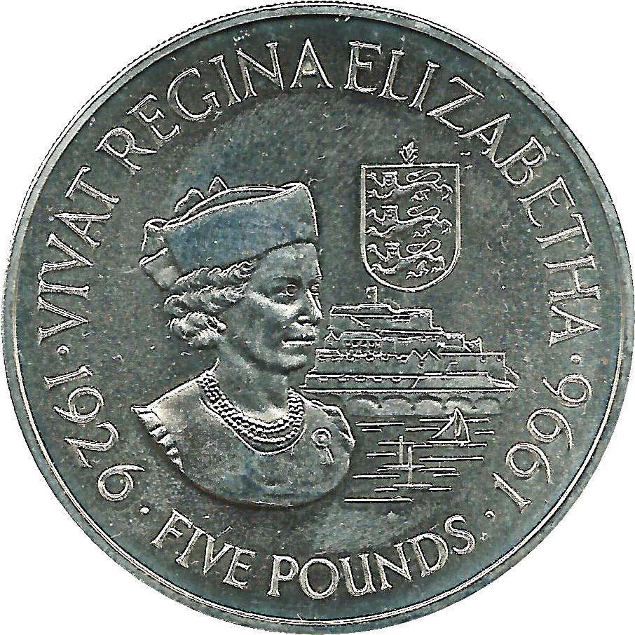 Guernsey 5 Pounds - Elizabeth II 70th Birthday
