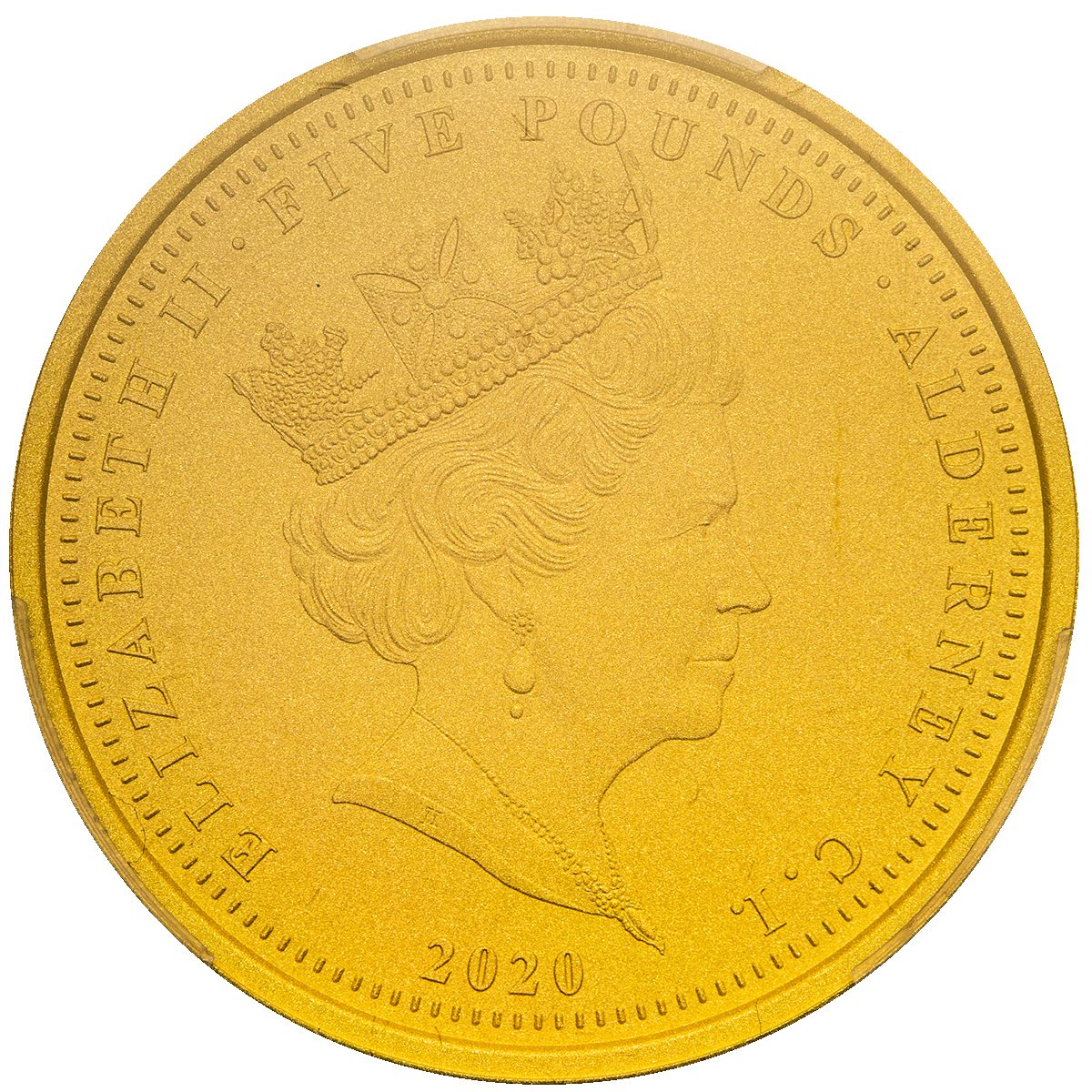 Alderney 5 Pounds - Elizabeth II Three Graces obverse