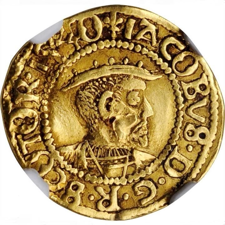 Scotland ⅓ Ducat - James V 3rd Coinage obverse