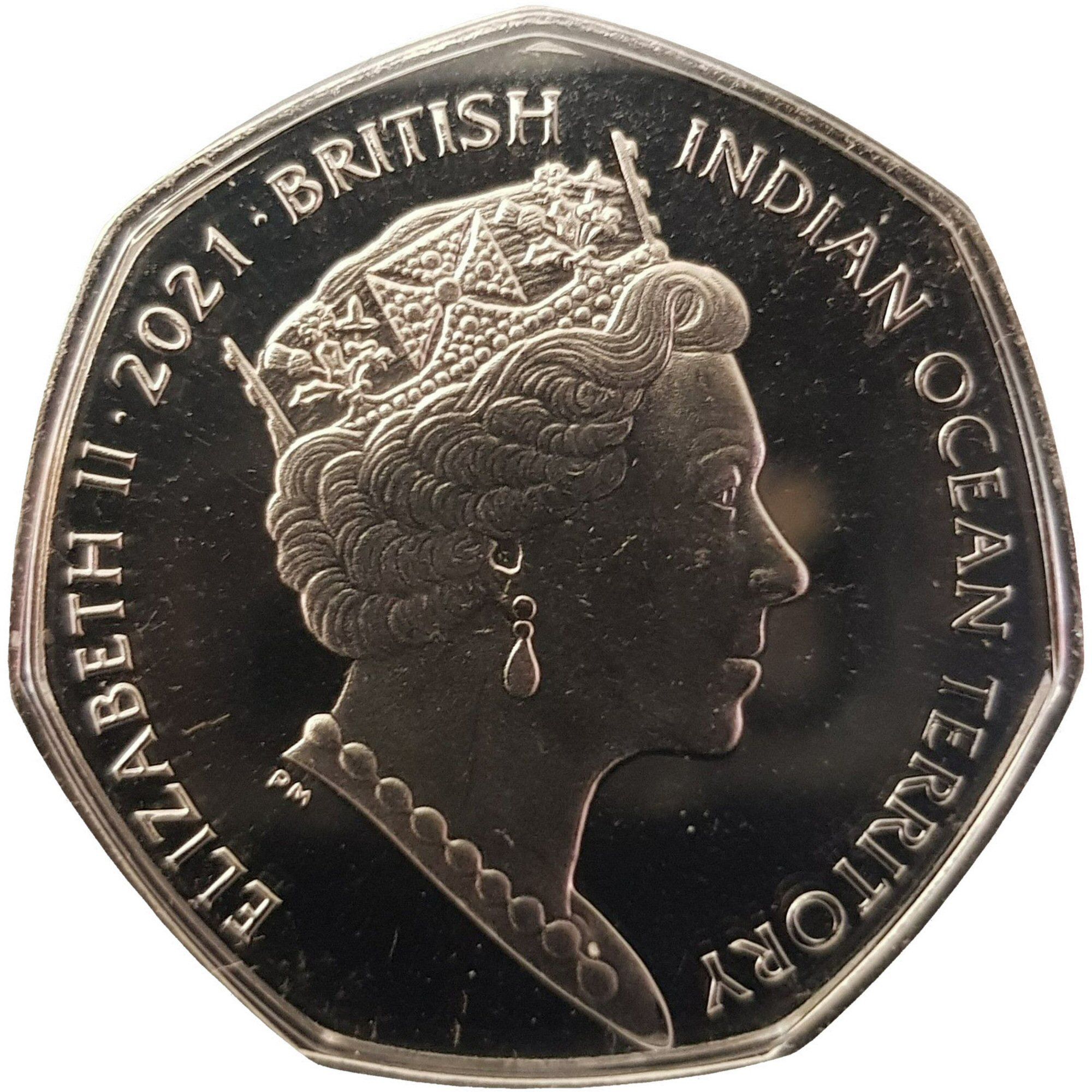 British Indian Ocean Territory 50 Pence - Elizabeth II Longnose butterflyfish obverse