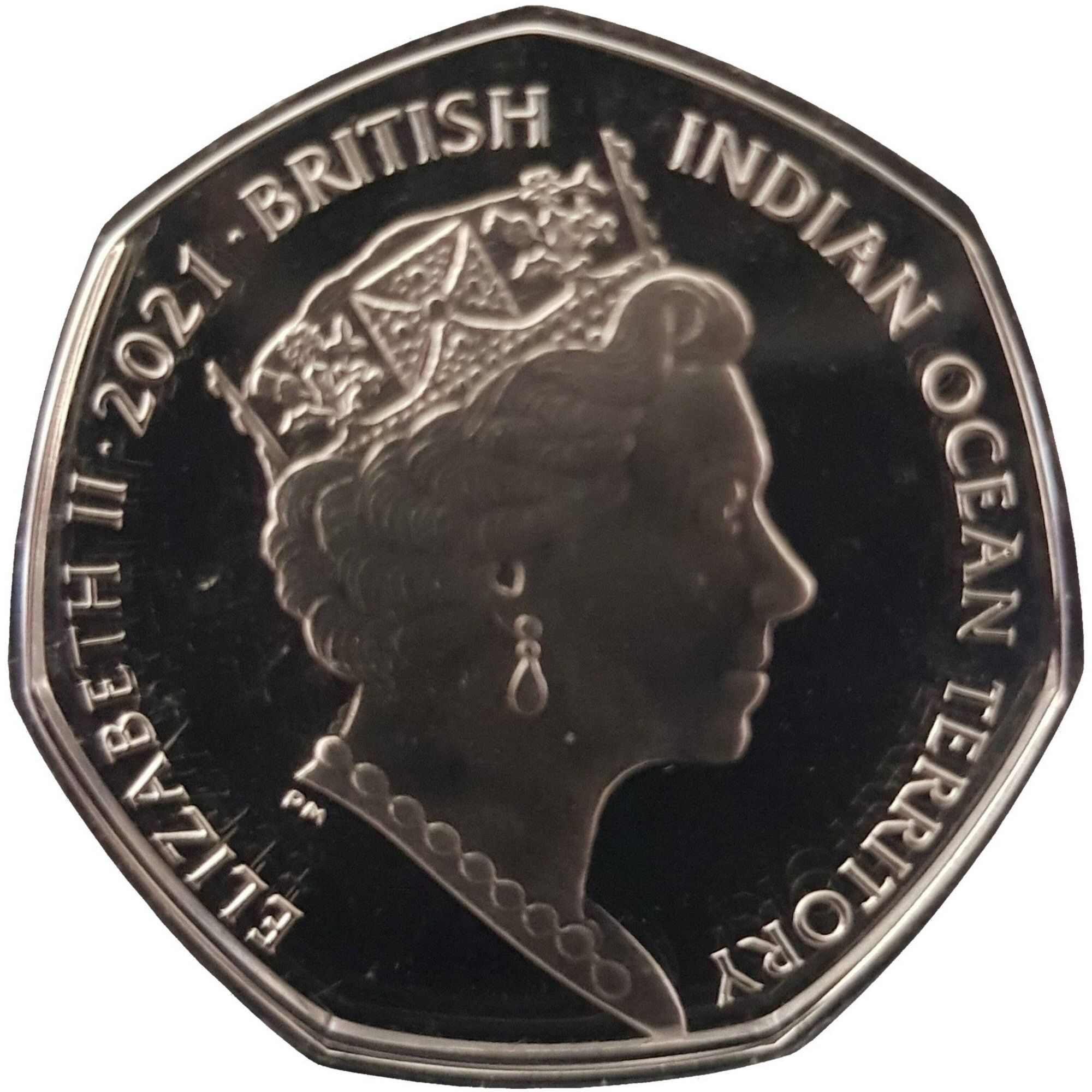 British Indian Ocean Territory 50 Pence - Elizabeth II Checkerboard wrasse obverse