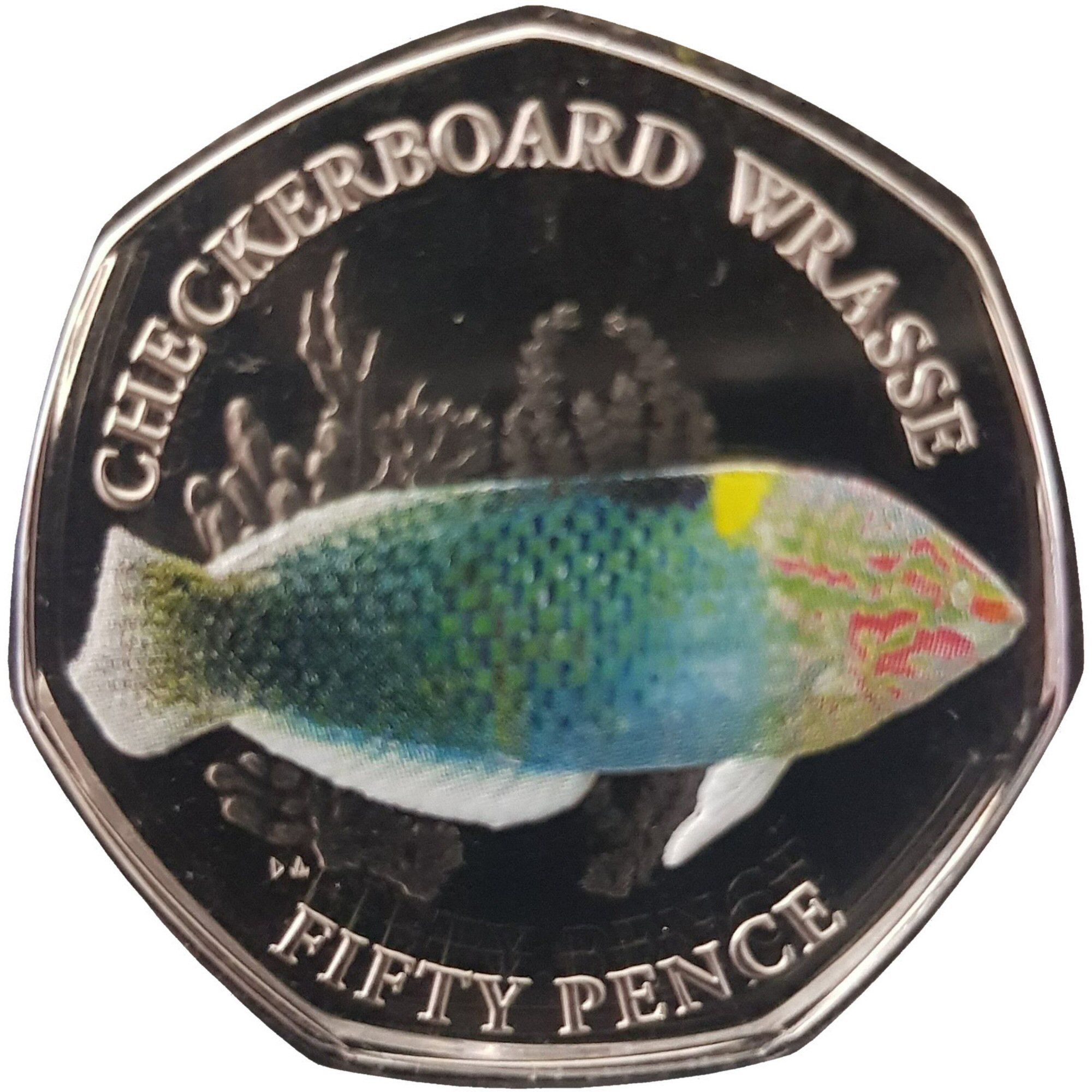 British Indian Ocean Territory 50 Pence - Elizabeth II Checkerboard wrasse