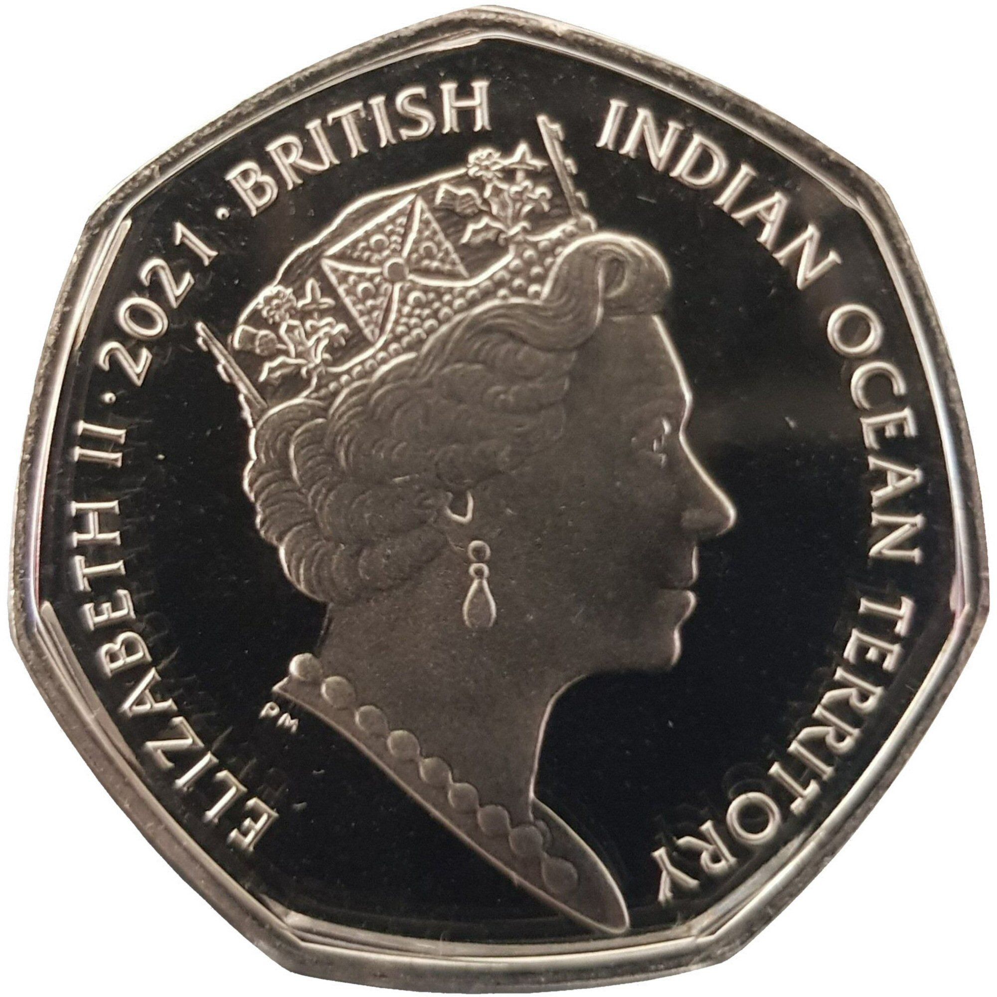 British Indian Ocean Territory 50 Pence - Elizabeth II Emperor angelfish obverse