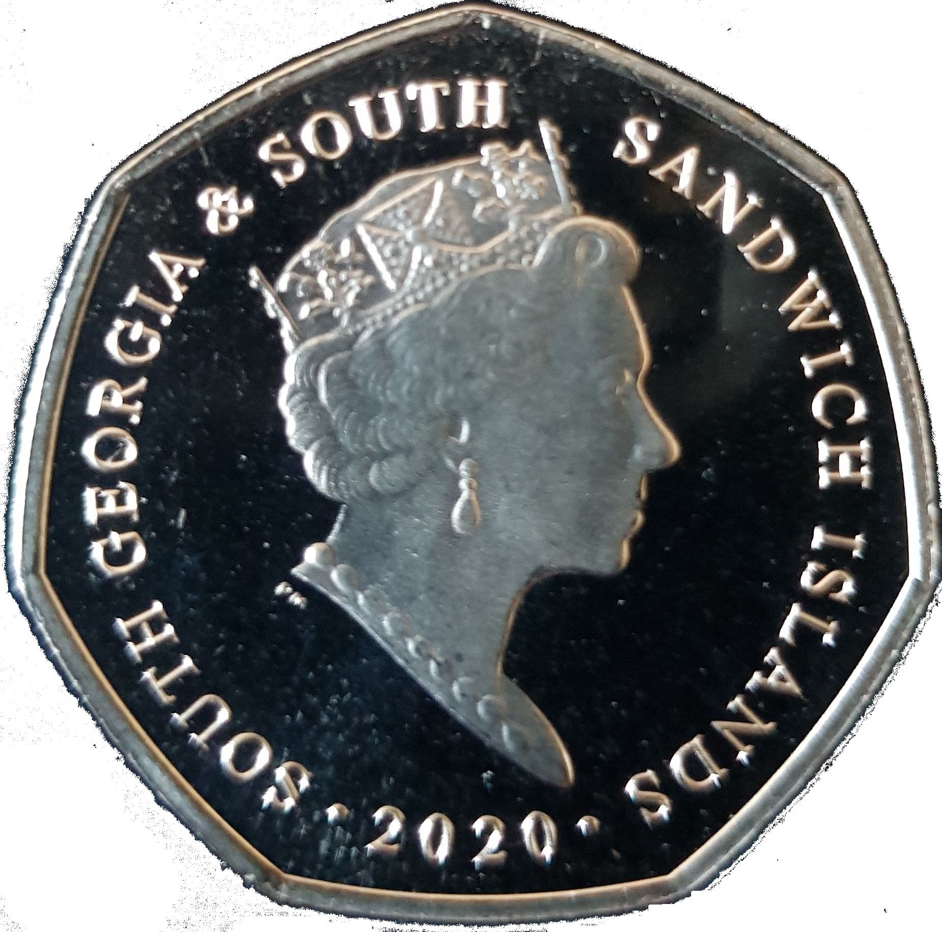 South Georgia and the South Sandwich Islands 50 Pence - Elizabeth II Gentoo Penguin obverse