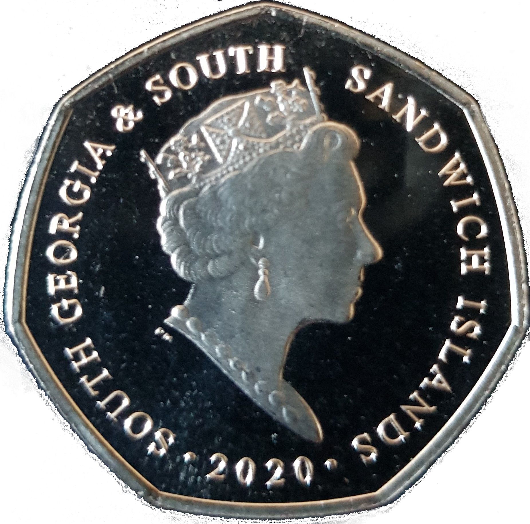 South Georgia and the South Sandwich Islands 50 Pence - Elizabeth II Chinstrap Penguin obverse