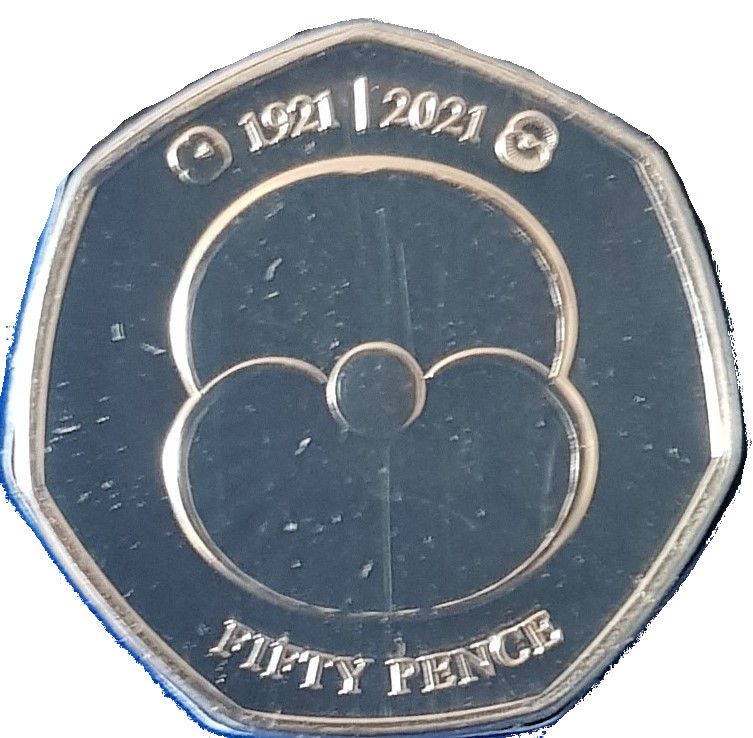 Jersey 50 Pence - Elizabeth II RBL - Remembrance Poppy reverse