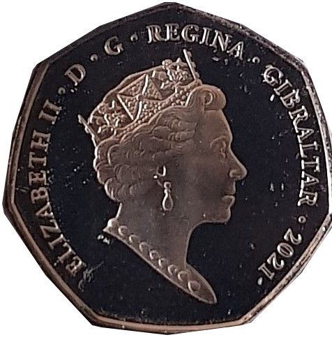 Gibraltar 50 Pence - Elizabeth II Guess How Much I Love You; Coloured obverse