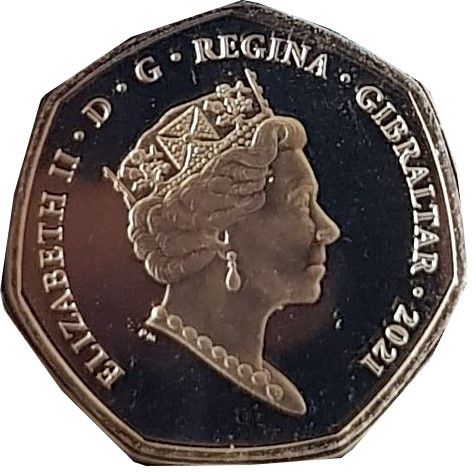Gibraltar 50 Pence - Elizabeth II Summer Olympic Games - Equestrian obverse