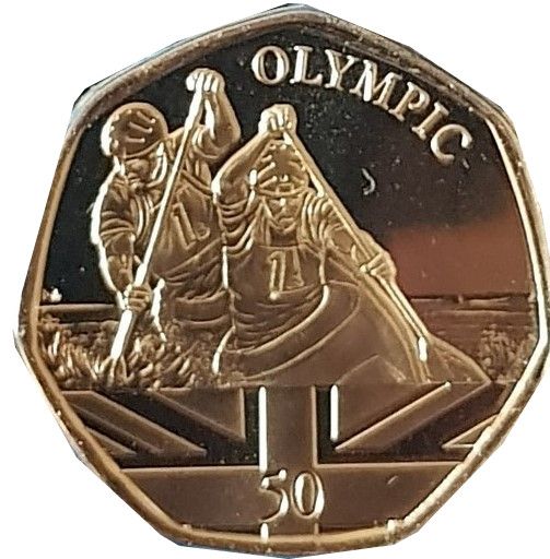Gibraltar 50 Pence - Elizabeth II Summer Olympic Games - Kayak reverse