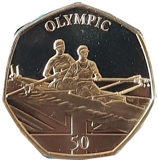 Gibraltar 50 Pence - Elizabeth II Summer Olympic Games - Rowing reverse