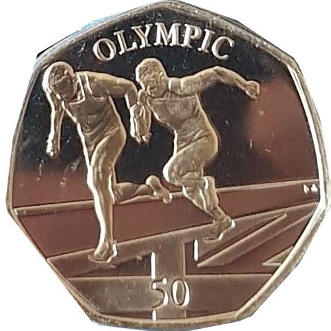 Gibraltar 50 Pence - Elizabeth II Summer Olympic Games - Sprinting reverse
