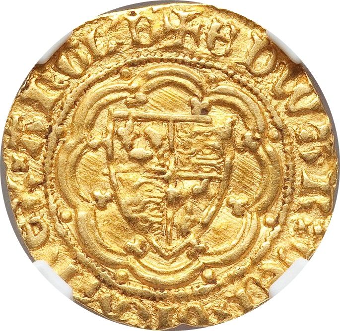 ¼ Noble - Edward III Transitional treaty period; London obverse