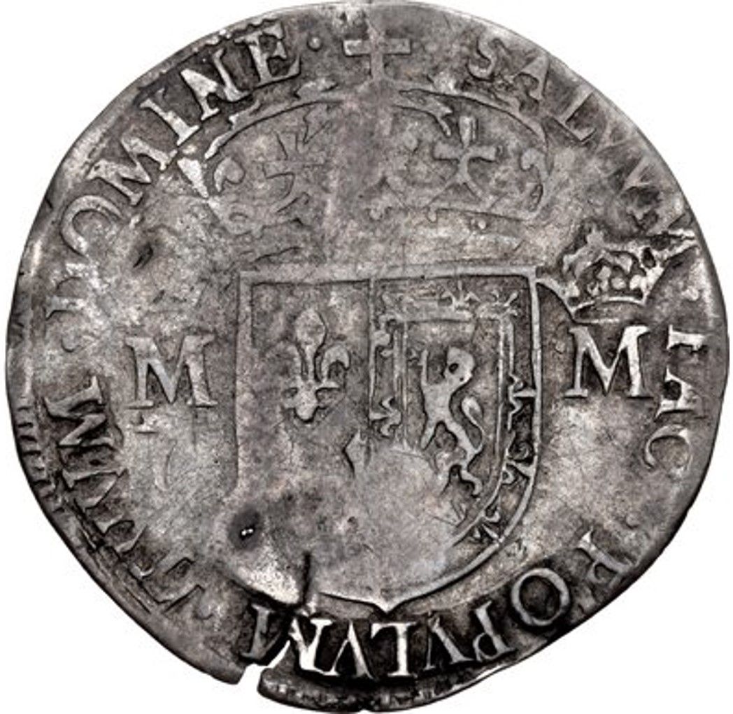 Scotland ½ Testoon - Mary I 3rd Period, Countermark of 1578