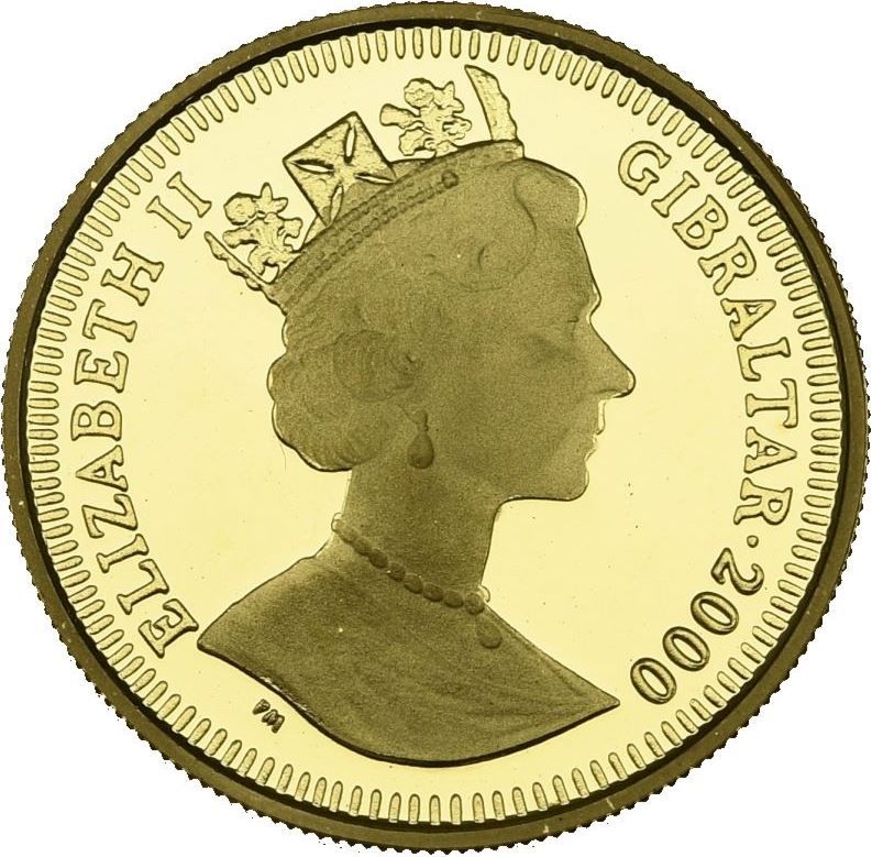Gibraltar ⅕ Crown - Elizabeth II 100th Birthday of the Queen Mother obverse