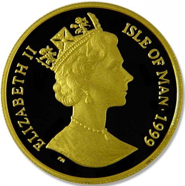 Isle of Man ⅕ Crown - Elizabeth II Blue British Short Hair Cat obverse