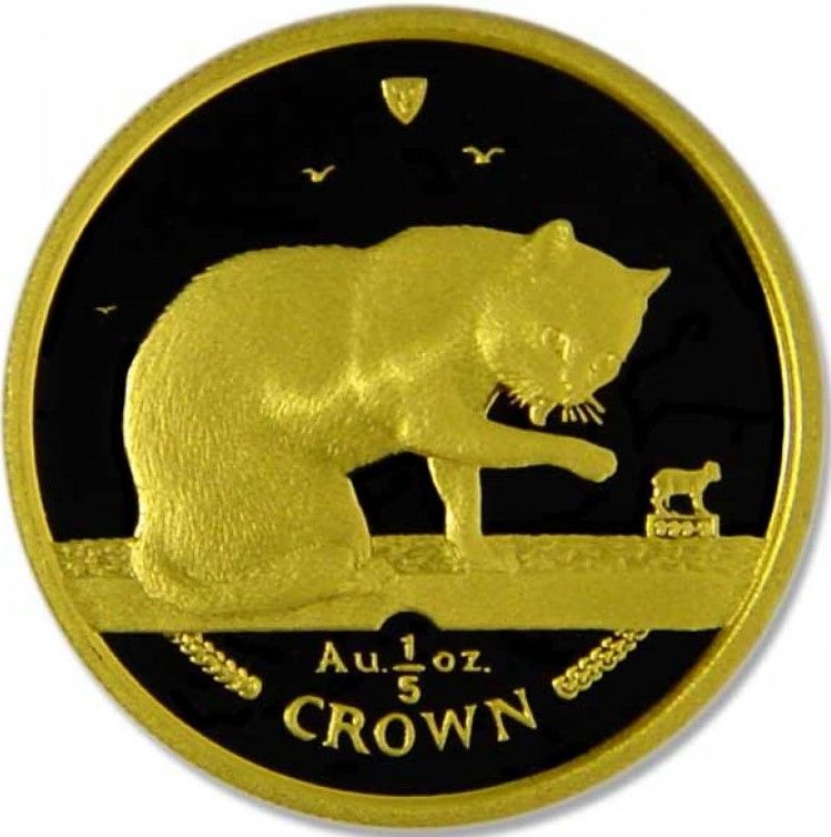 Isle of Man ⅕ Crown - Elizabeth II Blue British Short Hair Cat