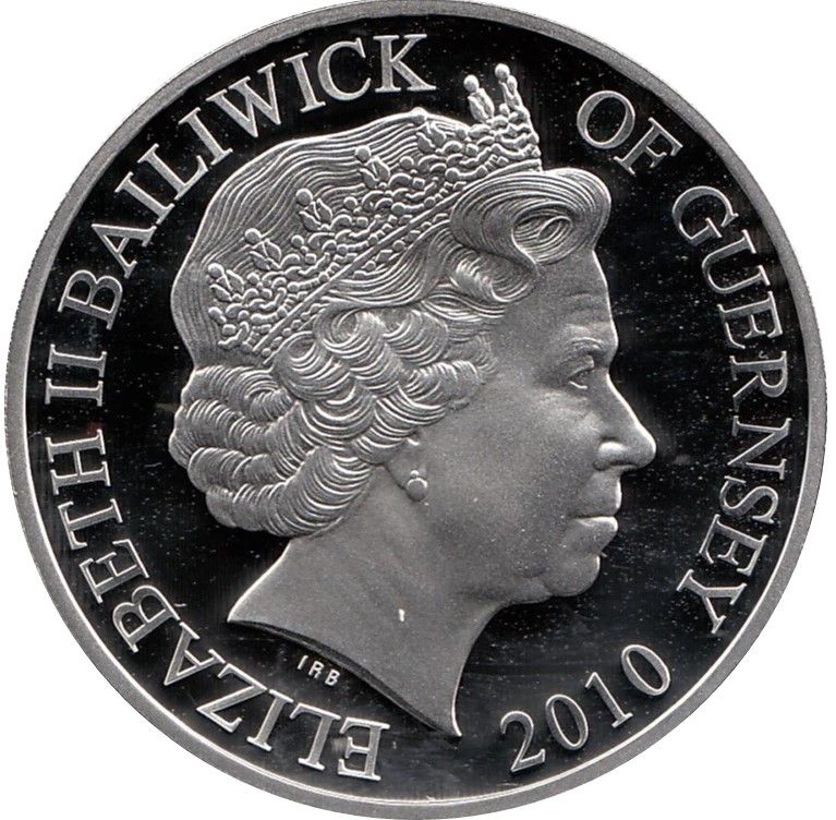 Guernsey 5 Pounds - Elizabeth II Revolution to Restoration - Silver proof obverse