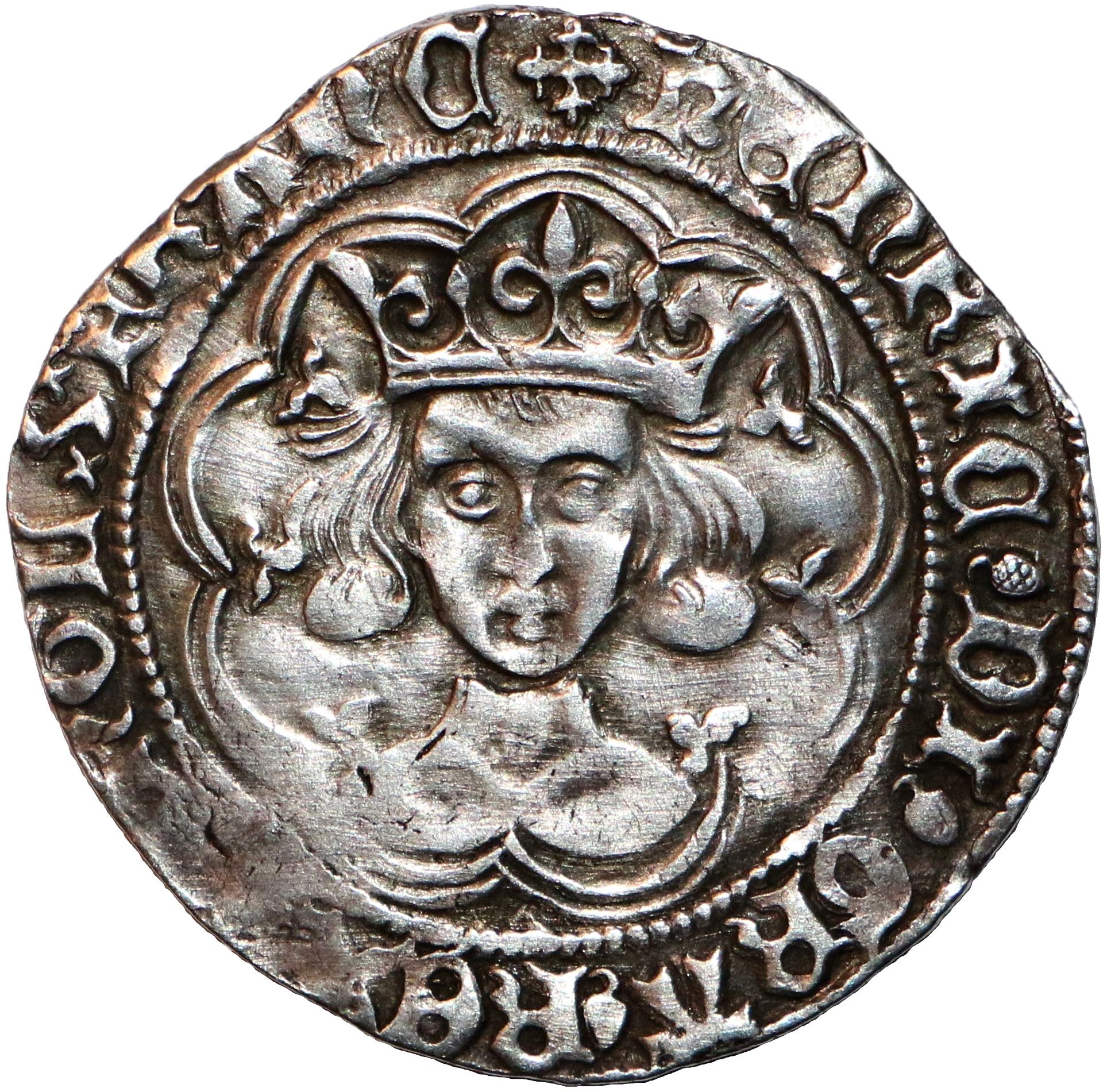 1 Groat - Henry VI Pinecone-mascle/Leaf-trefoil mule; Calais obverse