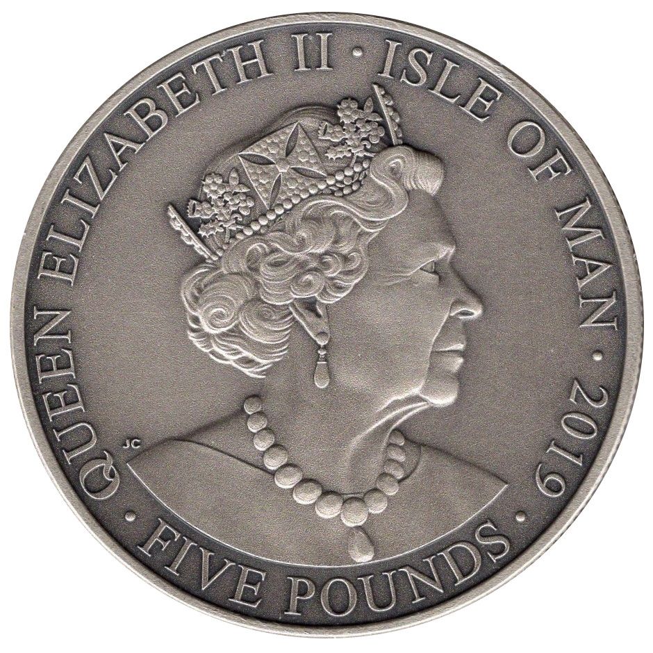 Isle of Man 5 Pounds - Elizabeth II Victoria - Young Portrait obverse