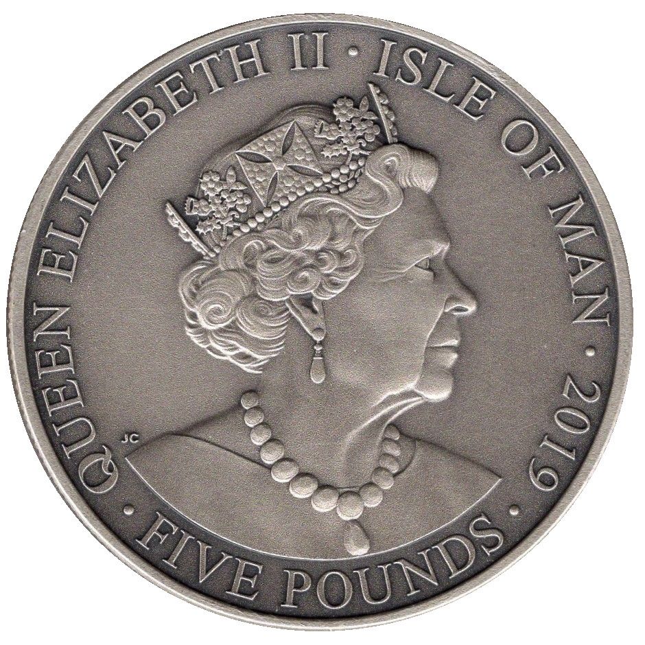 Isle of Man 5 Pounds - Elizabeth II Victoria - Old Portrait obverse