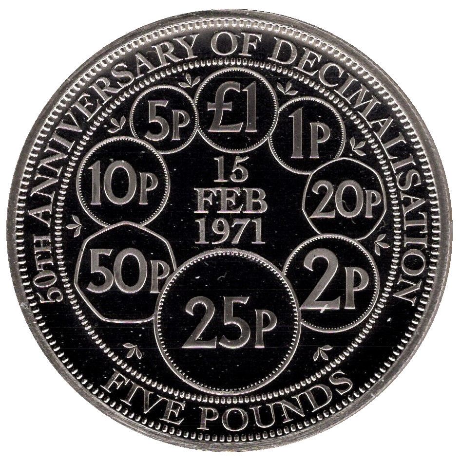 Isle of Man 5 Pounds - Elizabeth II Decimalisation reverse