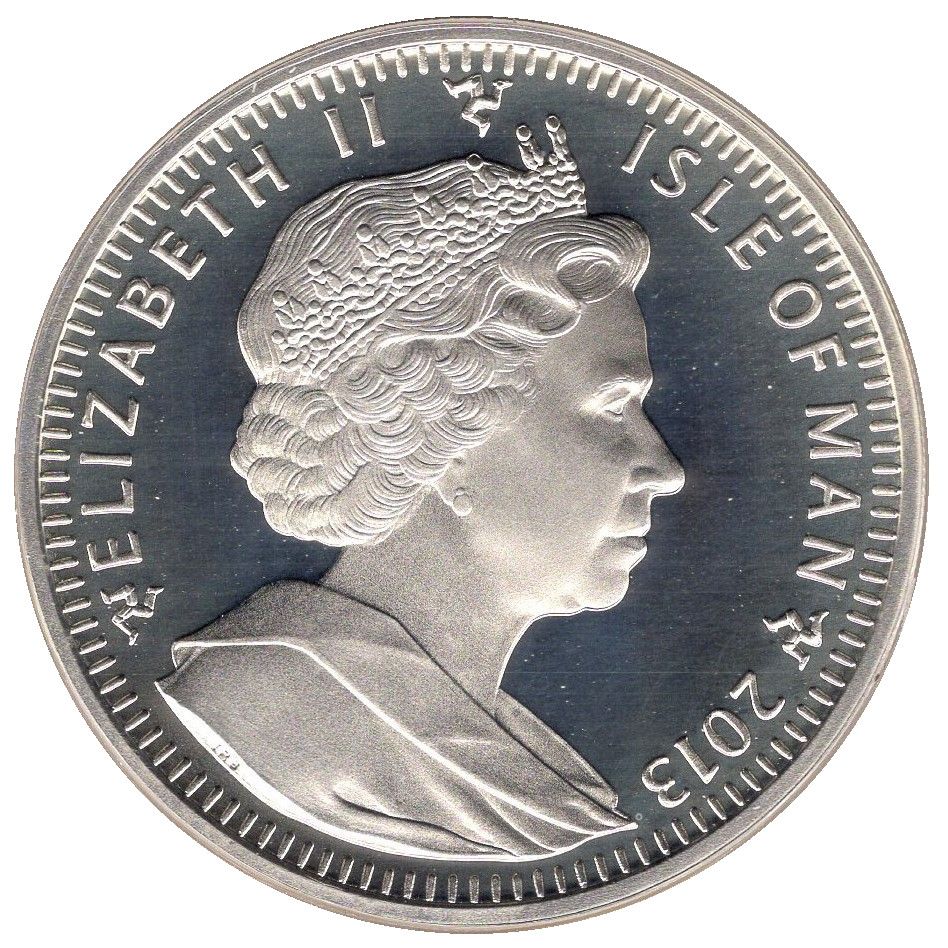 Isle of Man 1 Crown - Elizabeth II Curling; Colourised Silver Proof obverse