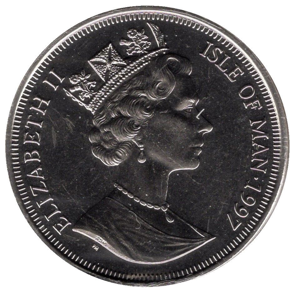 Isle of Man 1 Crown - Elizabeth II Felis Silvestris Grampia obverse