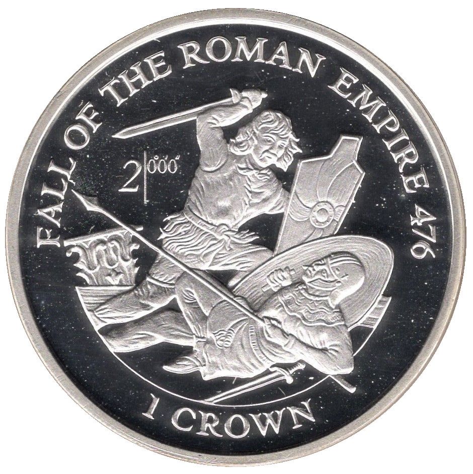 Isle of Man 1 Crown - Elizabeth II Fall of the Roman Empire 476; Silver Proof