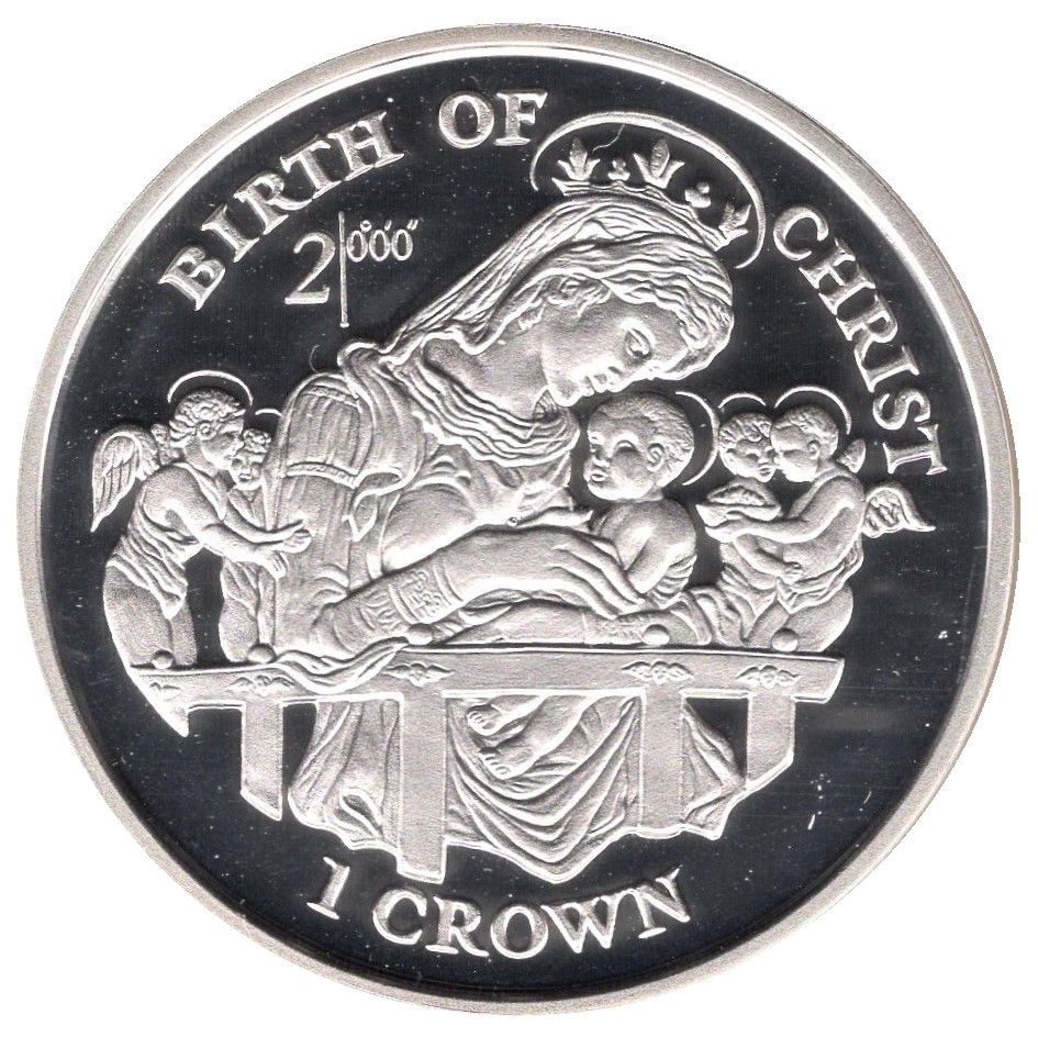 Isle of Man 1 Crown - Elizabeth II Birth of Christ; Silver Proof