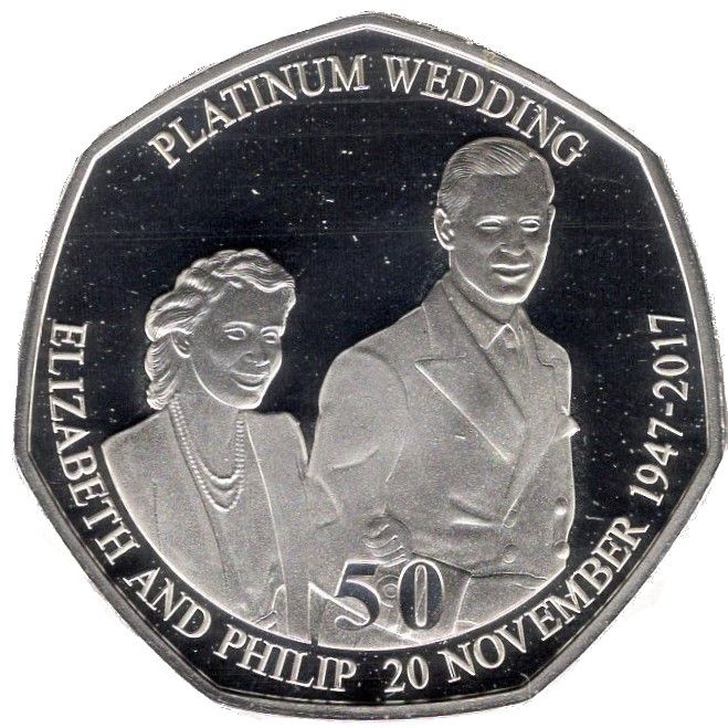 Isle of Man 50 Pence - Elizabeth II Platinum Wedding - Her Royal Highness; Silver Proof