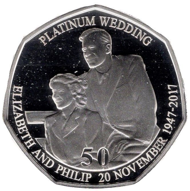 Isle of Man 50 Pence - Elizabeth II Platinum Wedding - Royal Memories; Silver Proof