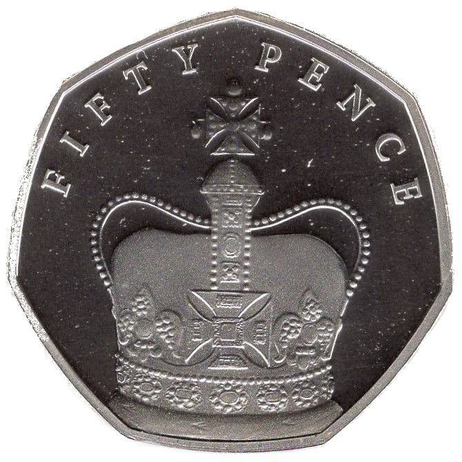 Isle of Man 50 Pence - Elizabeth II St Edward's Crown; Silver Proof
