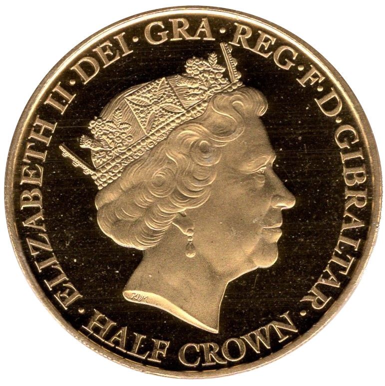 Gibraltar ½ Crown - Elizabeth II 90th Birthday; Gold plated obverse