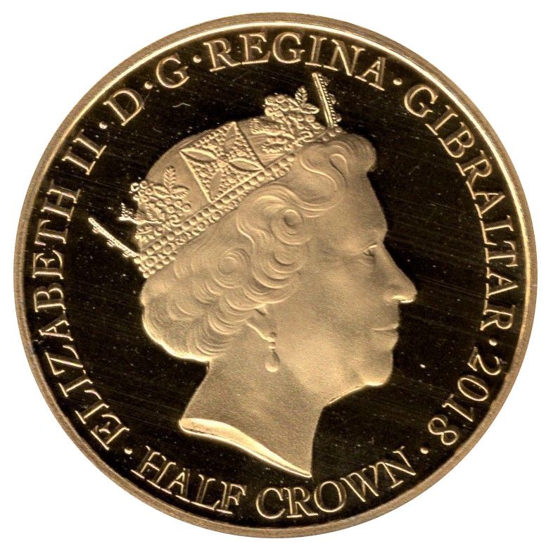 Gibraltar ½ Crown - Elizabeth II The Legend of St George; Gold plated obverse