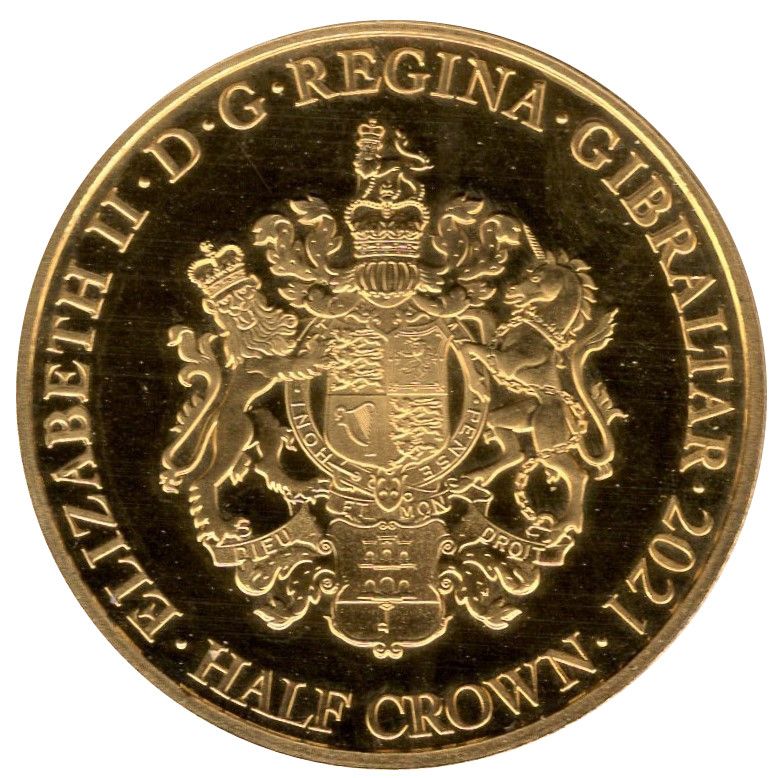 Gibraltar ½ Crown - Elizabeth II Elvis Presley; Gold plated obverse