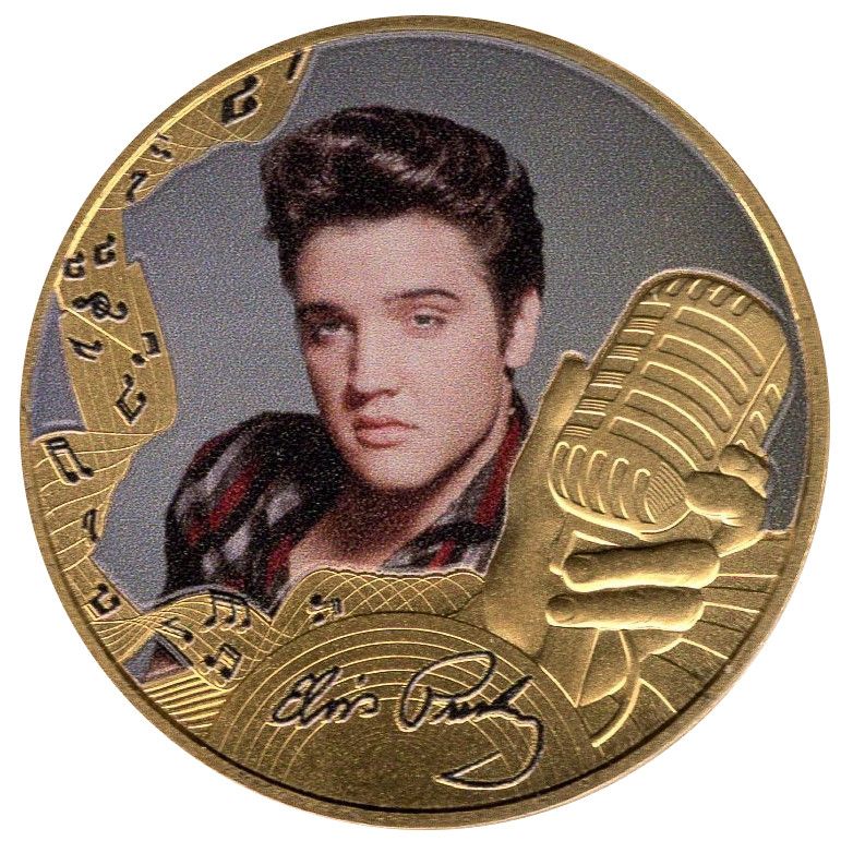 Gibraltar ½ Crown - Elizabeth II Elvis Presley; Gold plated