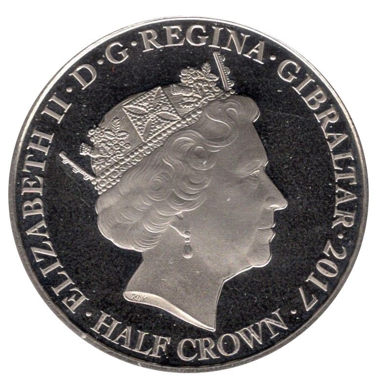 Gibraltar ½ Crown - Elizabeth II Platinum Wedding obverse