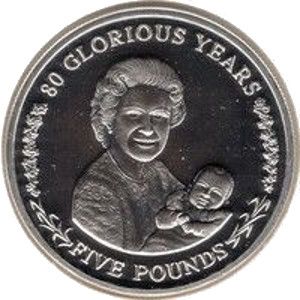 Gibraltar 5 Pounds - Elizabeth II 80 Glorious Years - Queen as Grandmother
