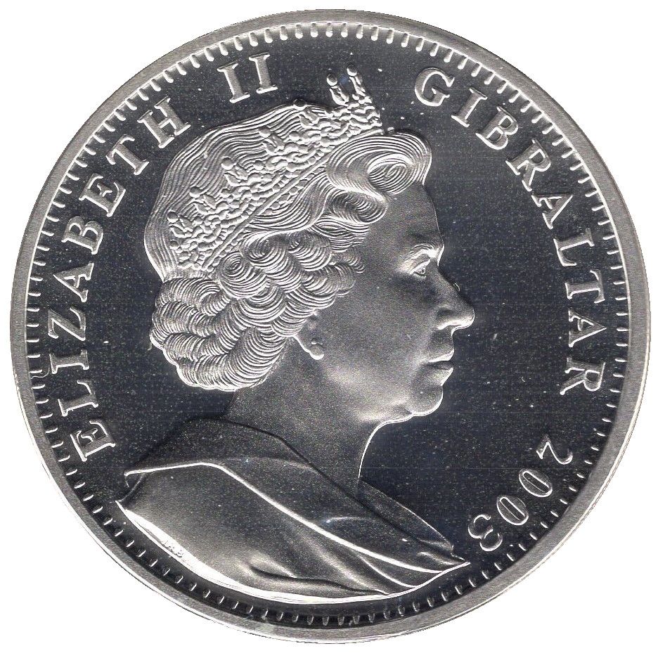Gibraltar 1 Crown - Elizabeth II Athens Olympics - Field Hockey; Silver Proof obverse
