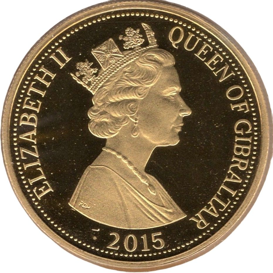 Gibraltar 1 Crown - Elizabeth II Longest Reigning Monarch; Colourised obverse