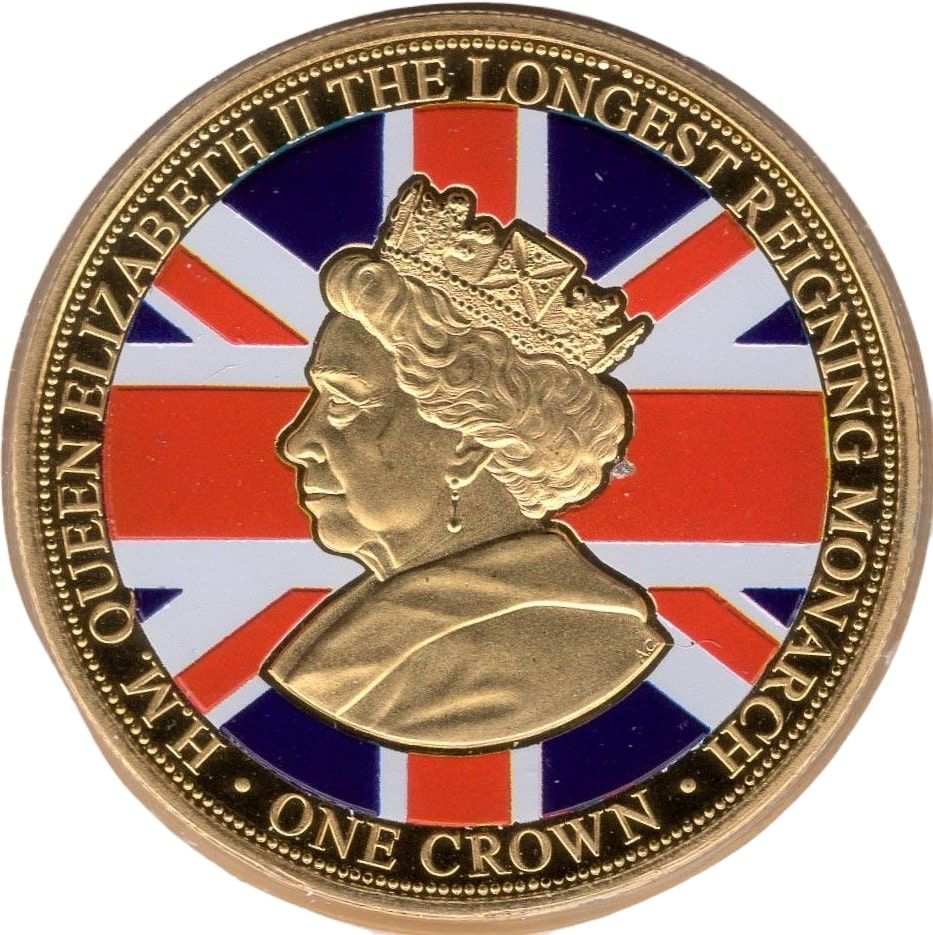 Gibraltar 1 Crown - Elizabeth II Longest Reigning Monarch; Colourised