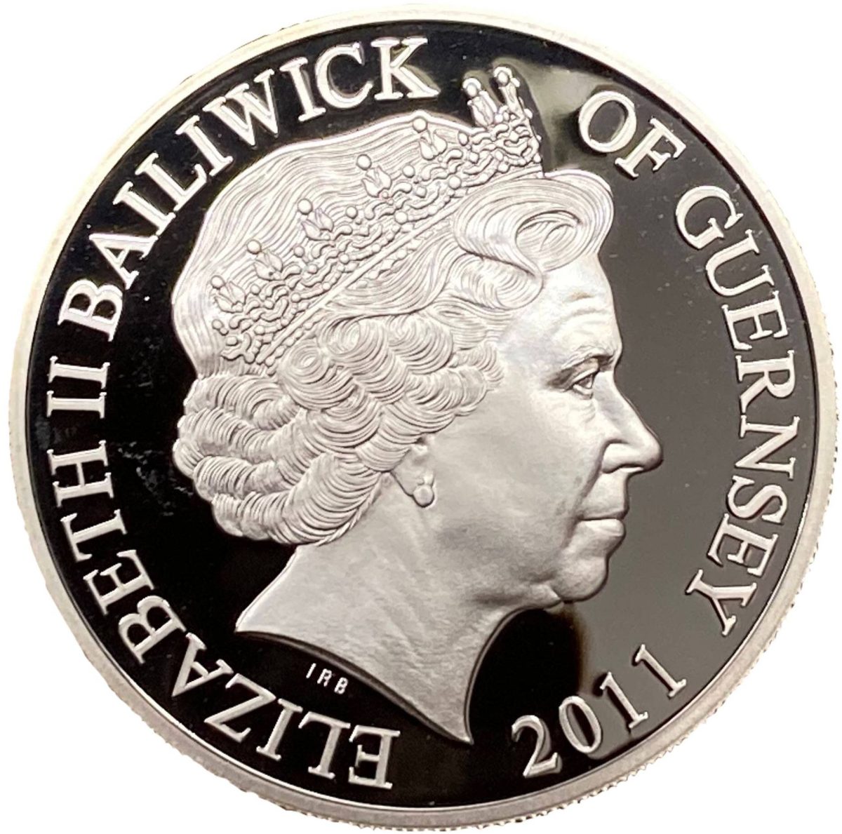 Guernsey 5 Pounds - Elizabeth II Royal Wedding, Silver Proof obverse